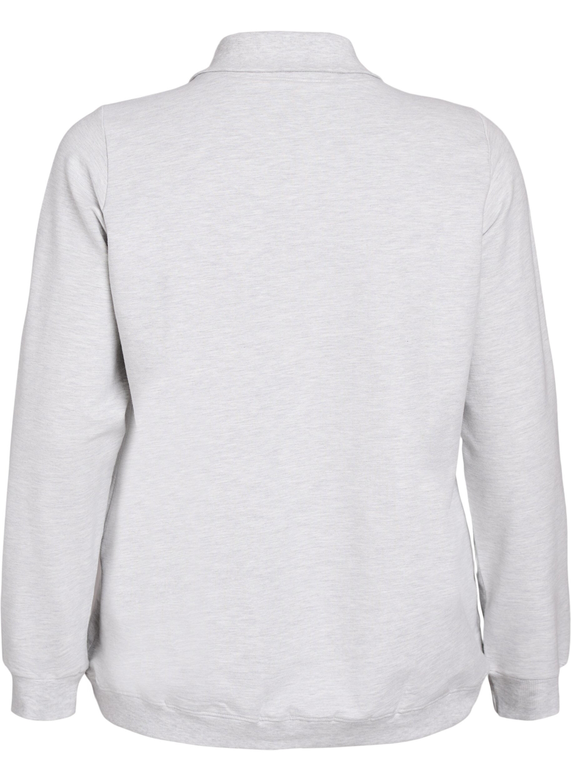 Zizzi Sweatshirt met korte ritssluiting en hoge hals, Grijs, Packshot image number 1