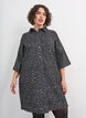 Denim jurk met pailletten en 3/4-mouwen, Zwart, Model image number 0