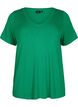 Geribd viscose T-shirt met V-hals, Jolly Green, Packshot image number 0