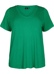Geribd viscose T-shirt met V-hals, Jolly Green