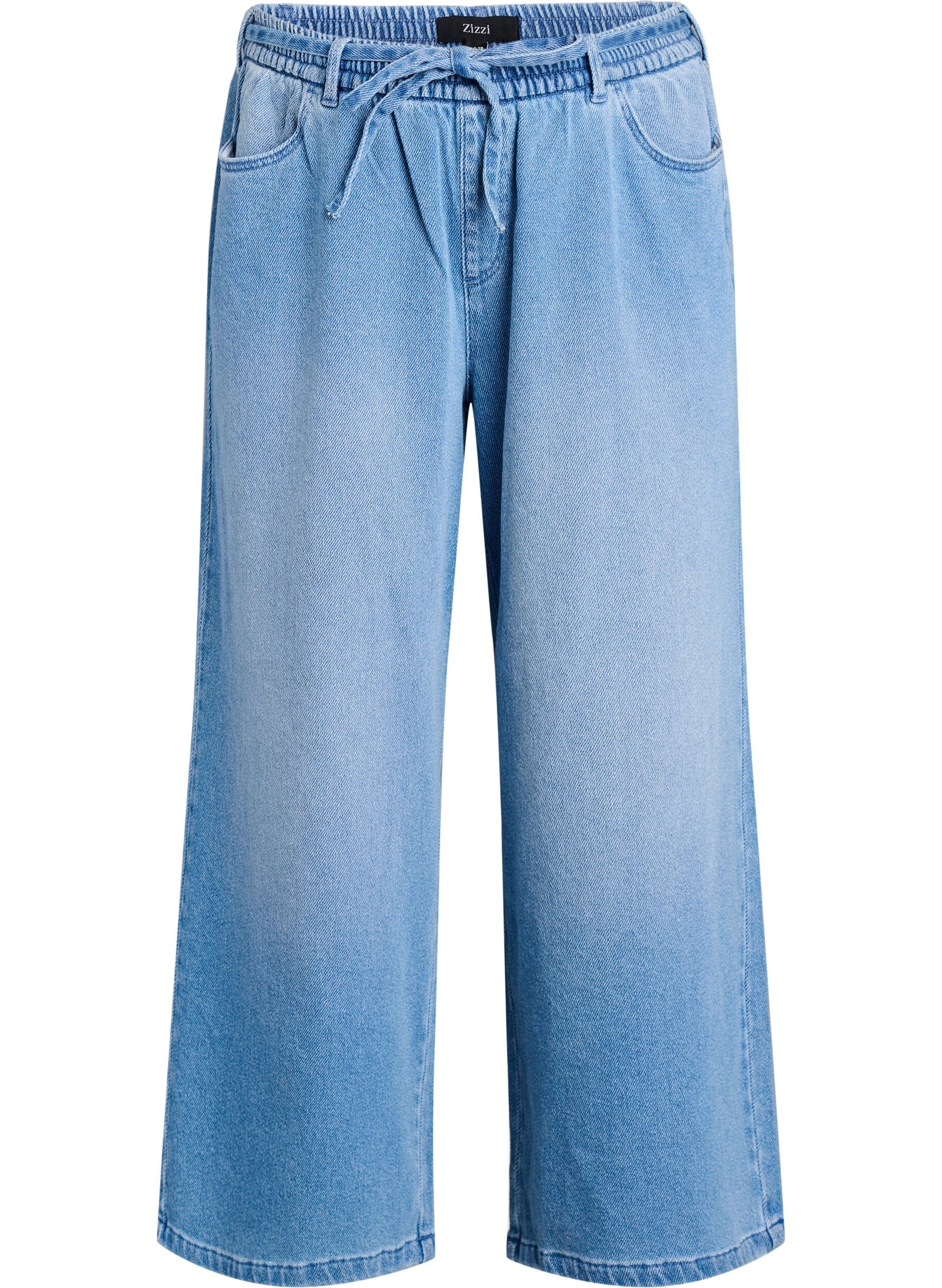 ZizziLosse pasvorm jeans met een elastische tailleband en een trekkoord, Blauw, Packshot image number 0