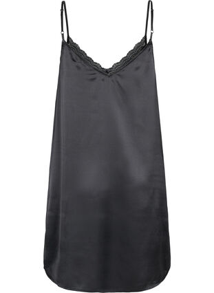 Pyjama jurk met kanten details, Black, Packshot image number 1