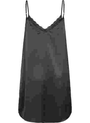Pyjama jurk met kanten details, Black, Packshot image number 1