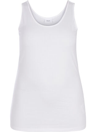 Effen gekleurd basic top in katoen, Bright White, Packshot image number 0