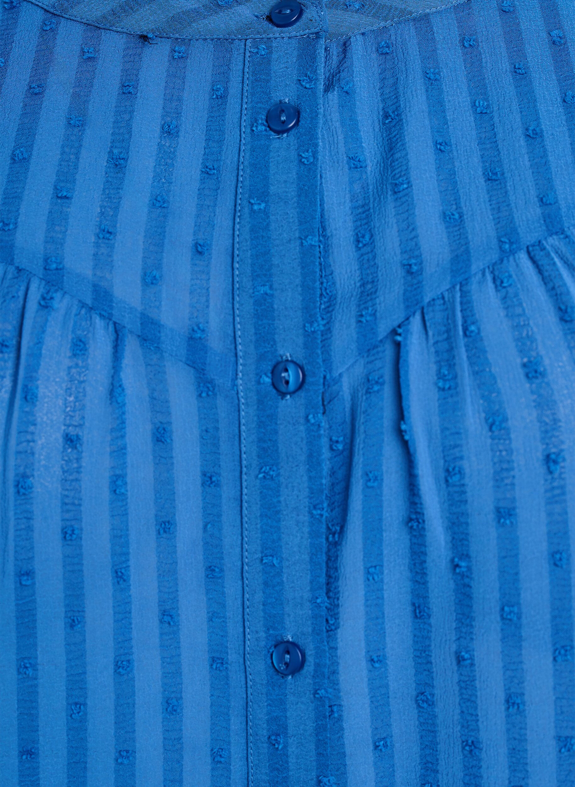 Zizzi Shirt met een gestructureerd stippenpatroon en borduurdetails, Blauw, Packshot image number 2
