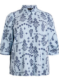 Shirtblouse met 3/4 mouwen, Blauw