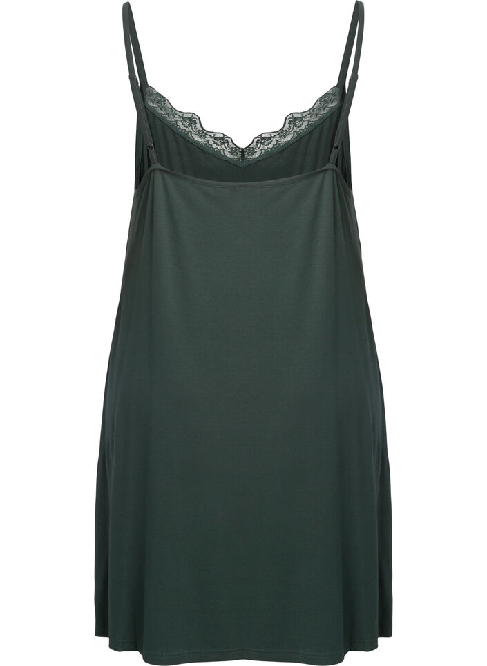 Pyjama jurk met kanten rand in viscose, Groen, Packshot image number 1
