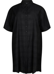 Lang hemd van viscose met structuur, Black