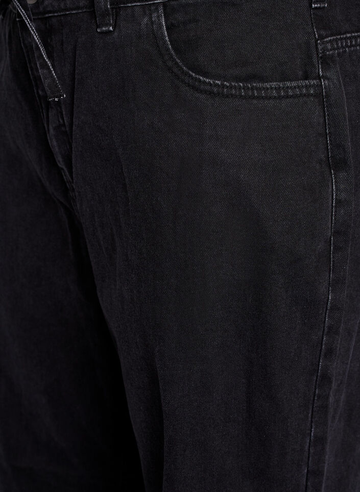 Straight-fit jeans met een strikceintuur, Zwart, Packshot image number 2