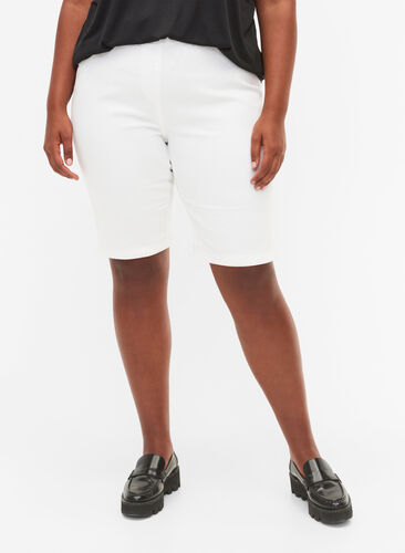 Shorts met strakke pasvorm en achterzakken, White, Model image number 2