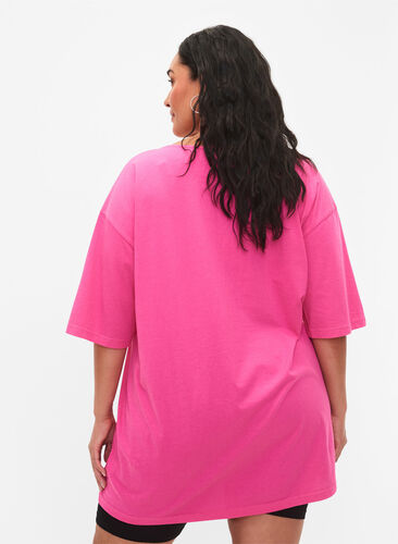 Oversized katoenen t-shirt met print, Shocking Pink ÉTOILÉ, Model image number 1
