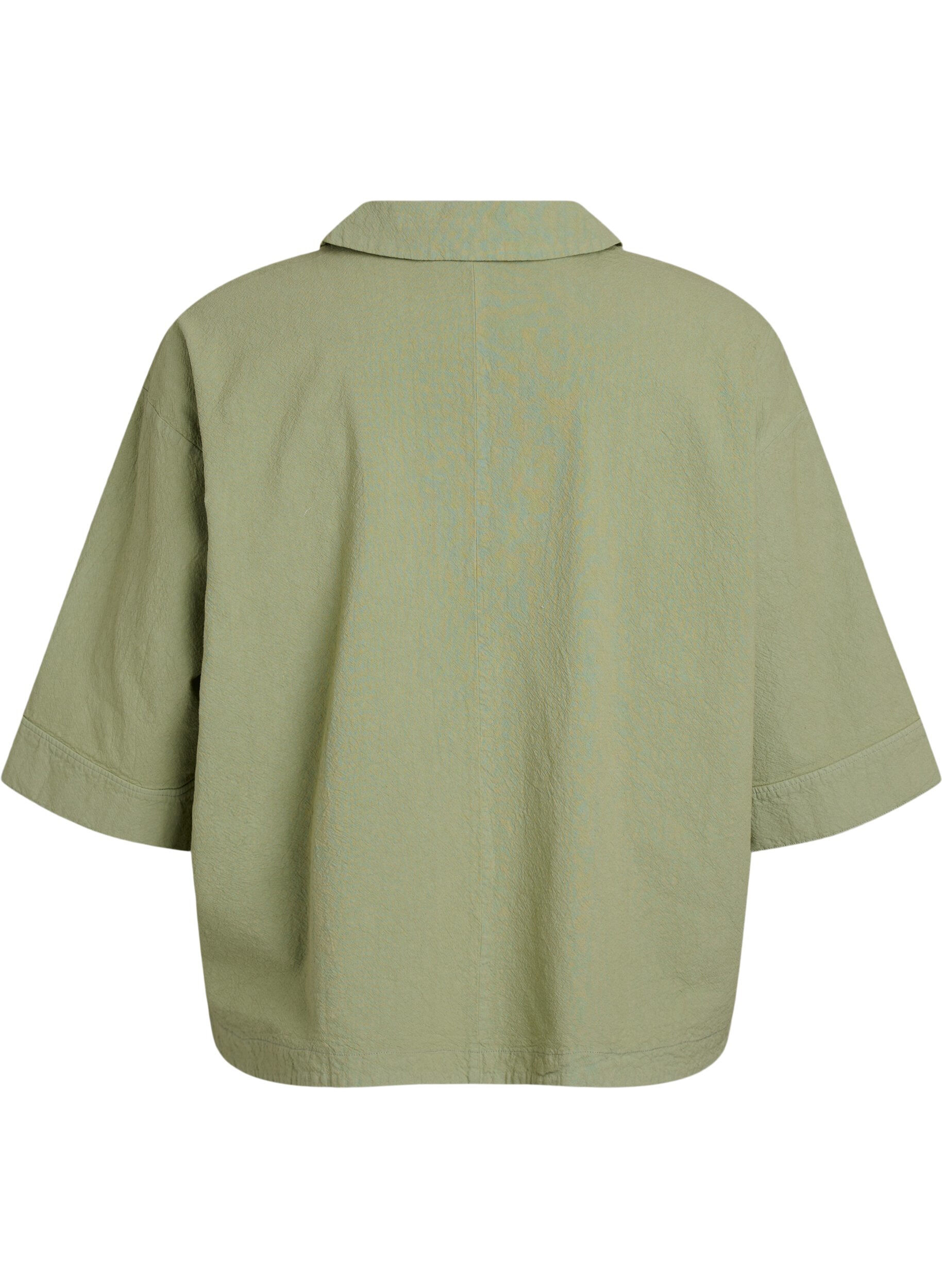 Zizzi Losse blouse met kraag en 1/2 mouwen, Groen, Packshot image number 1