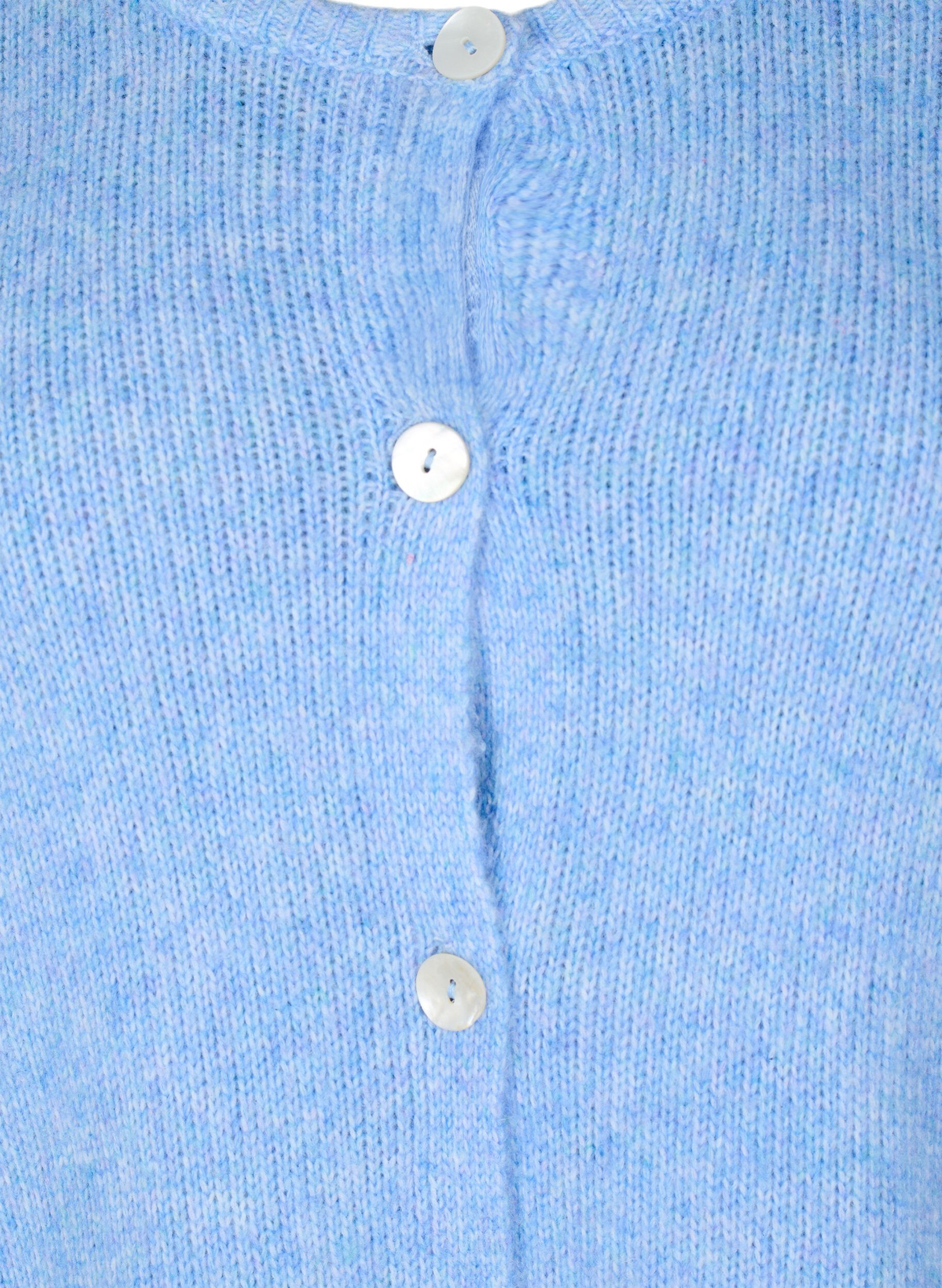 Zizzi Gebreide cardigan met wol en knoopsluiting, Della R. Blue Mel., Packshot image number 2