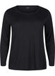 Blouse met lange mouwen van wol en viscose, Zwart, Packshot image number 0