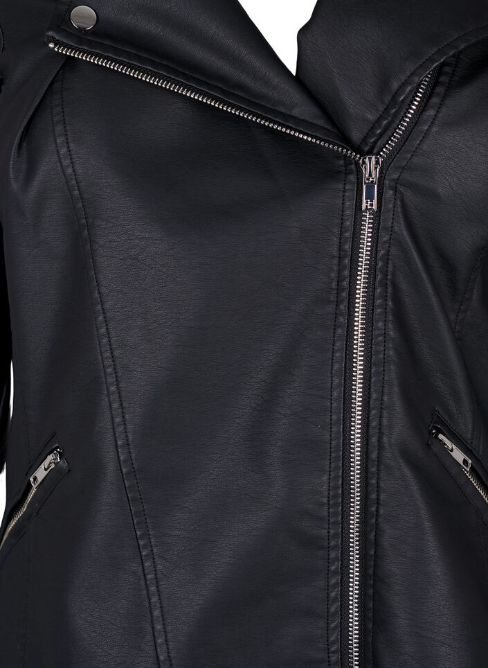 Imitatie leren bikerjas, Zwart, Packshot image number 2
