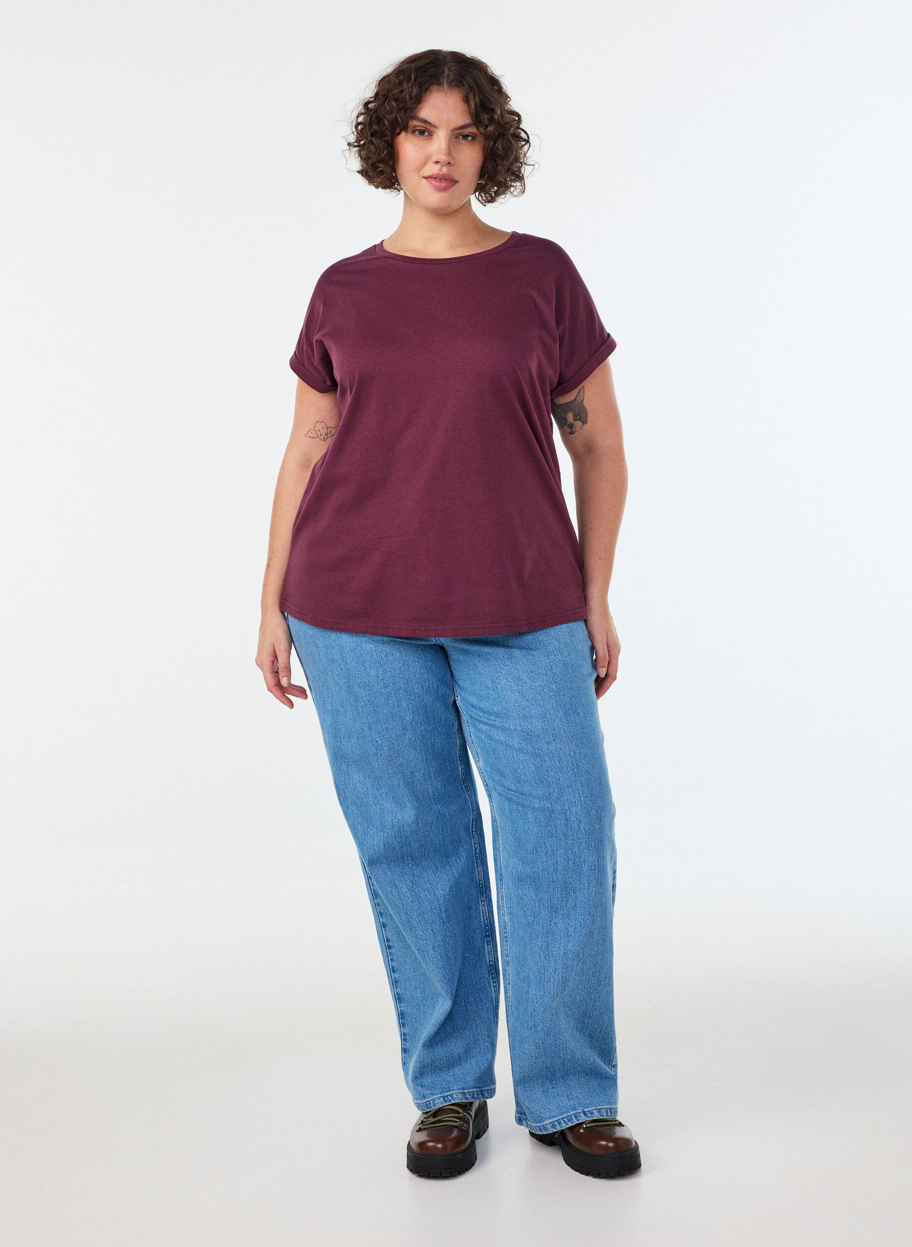 ZizziT-shirt met korte mouwen van katoenmix, Rood, Model image number 1