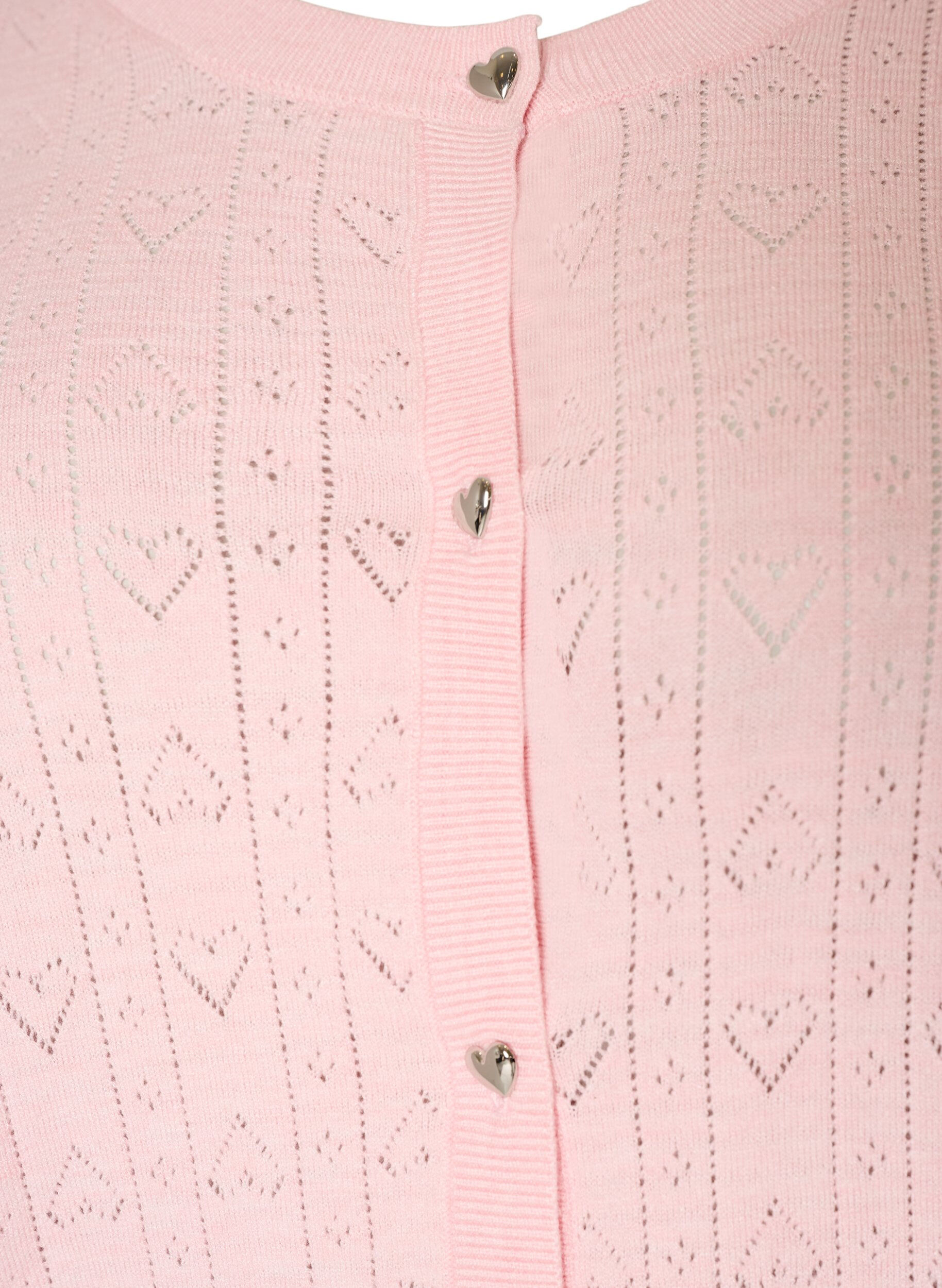 ZizziGebreid vest met hartvormig gaatjesborduurwerk, Roze, Packshot image number 2