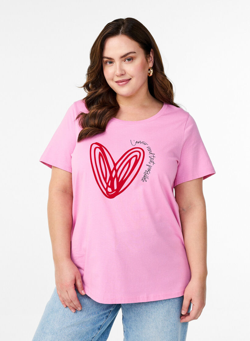 Katoenen T-shirt met motief, Begonia P. w. Heart, Model image number 0