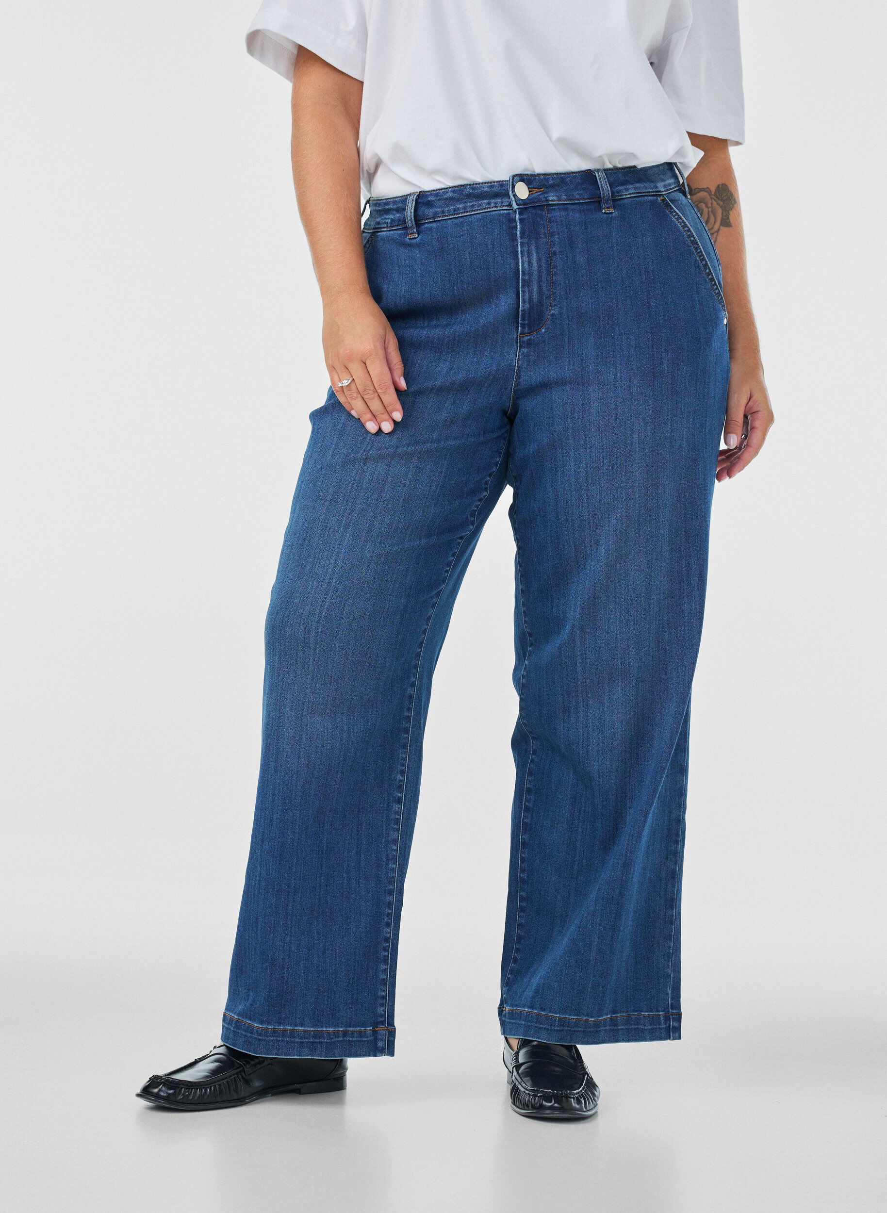 ZizziWide fit Myra jeans met hoge taille, Blauw, Model image number 2