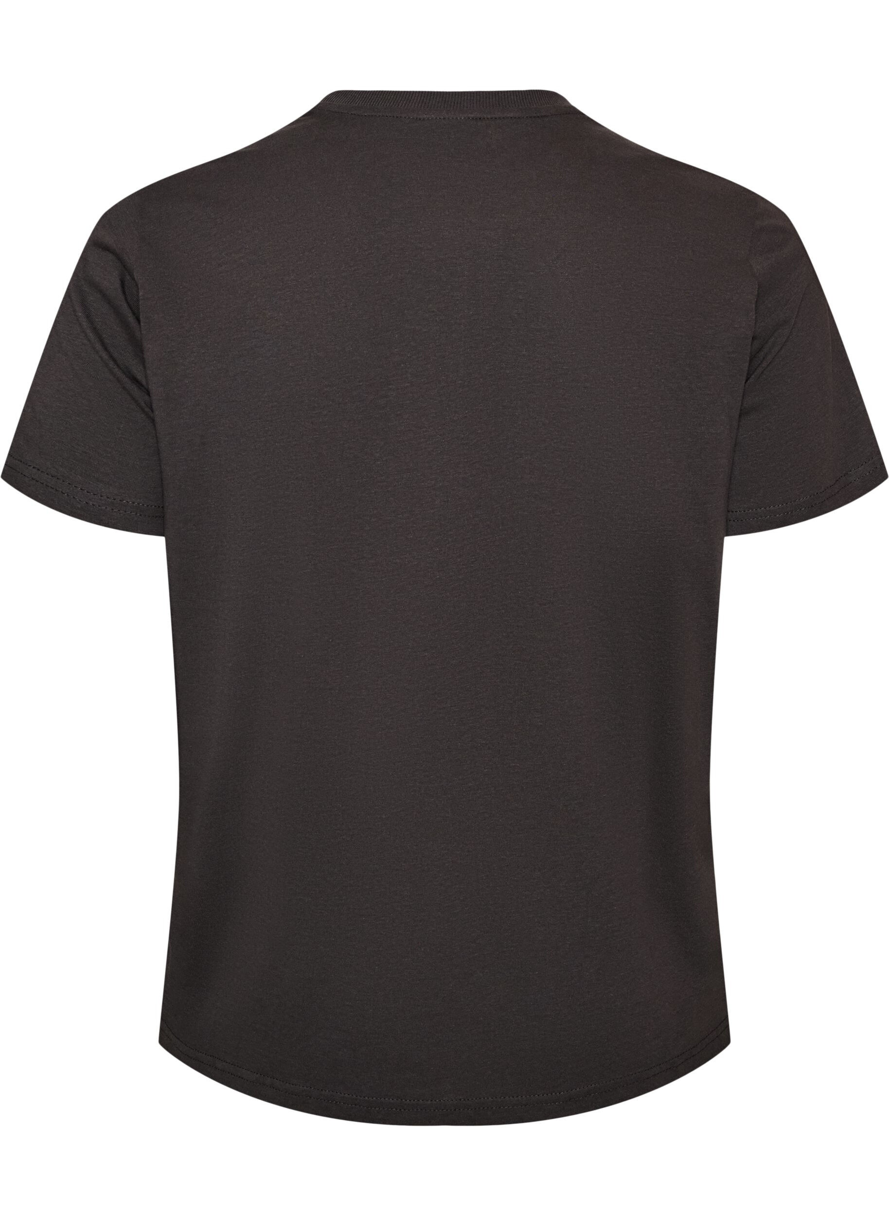 ZizziKatoenen T-shirt met print aan de voorkant, Grijs, Packshot image number 1
