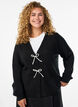 Gebreide cardigan met parelknopen, Zwart, Model image number 0