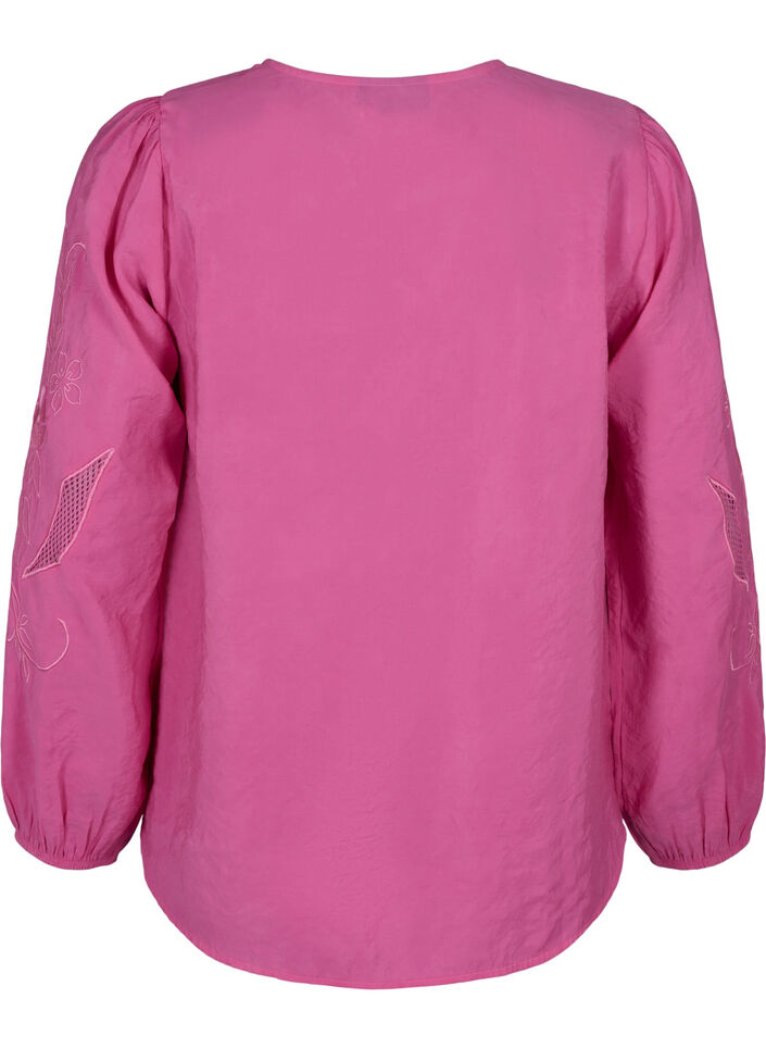 Blouse van Tencel™ Modal met geborduurde details, Phlox Pink, Packshot image number 1