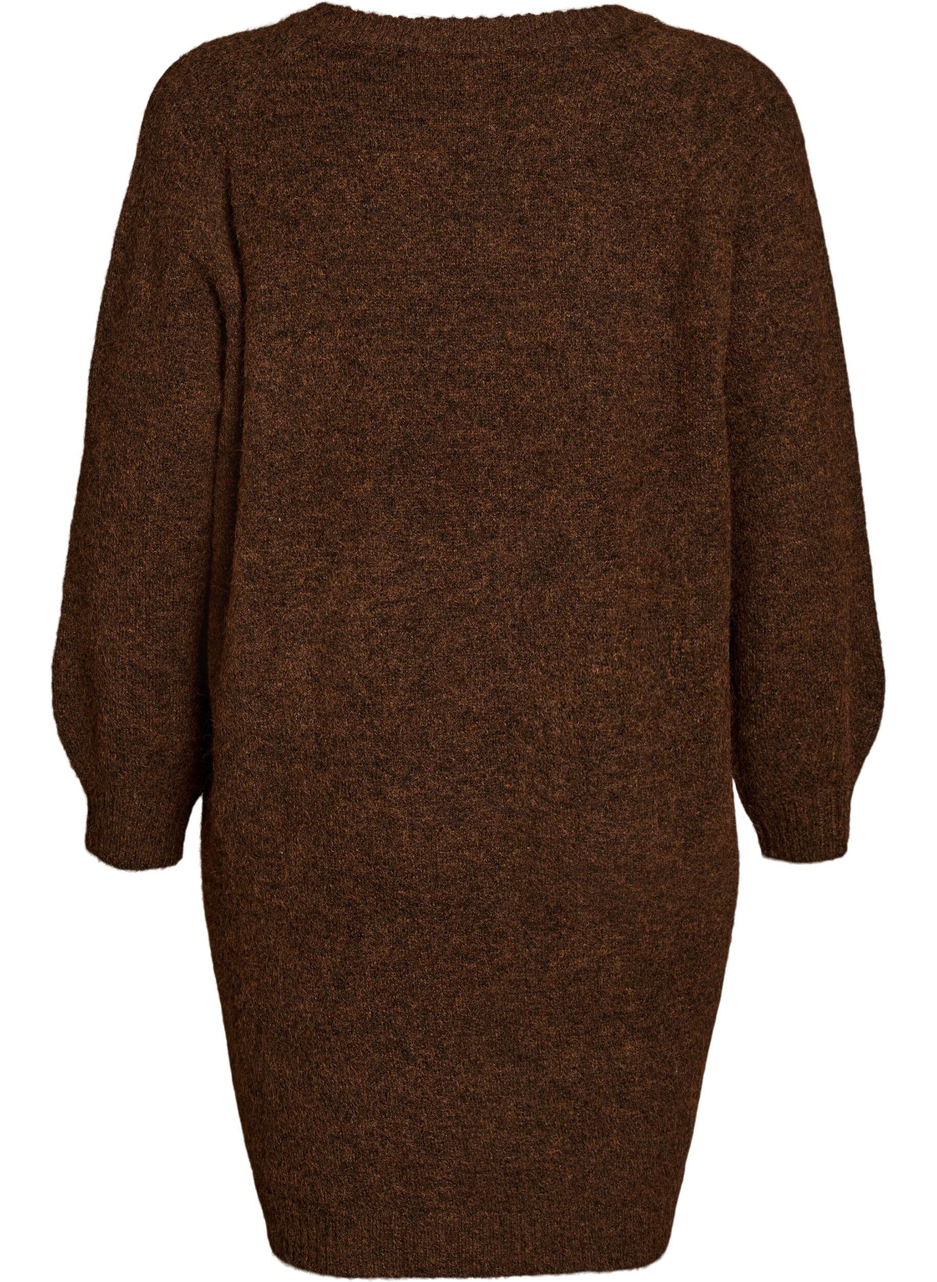 ZizziJumper jurk met grote bloem applicatie, Bruin, Packshot image number 1