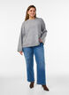 Losse gebreide blouse met alpaca en wol, Grijs, Model image number 1