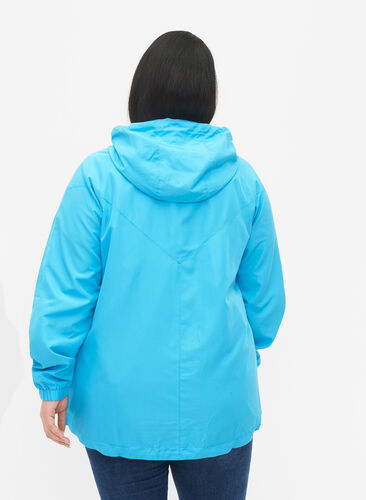 Korte jas met capuchon en verstelbare onderkant, River Blue, Model image number 1