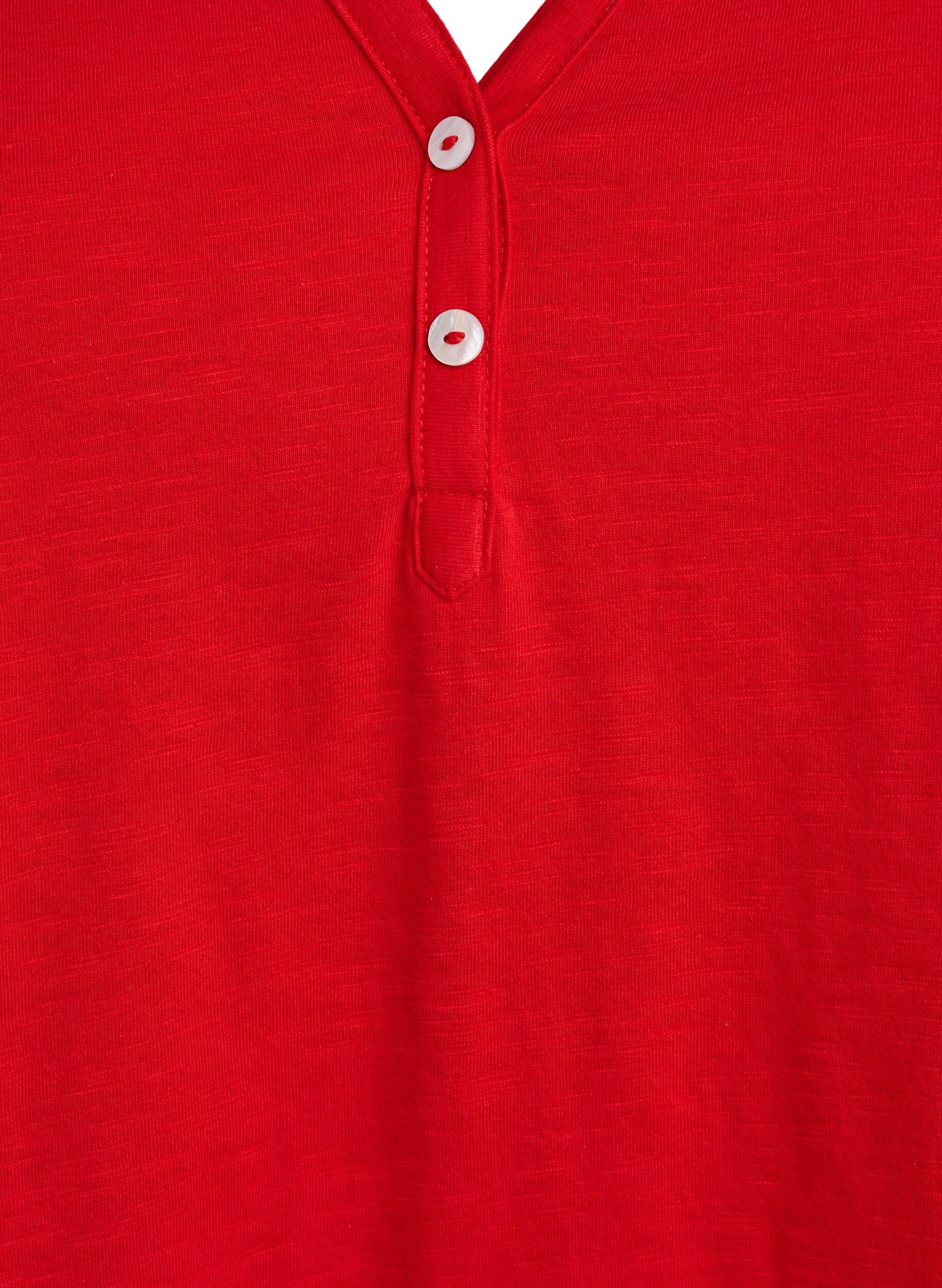 Zizzi T-shirt met knoopdetail, Rood, Packshot image number 2