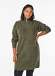 Halflange gebreide jurk met hoge kraag, Groen, Model image number 0