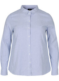 Katoenen blouse met lange mouwen, Blue Striped