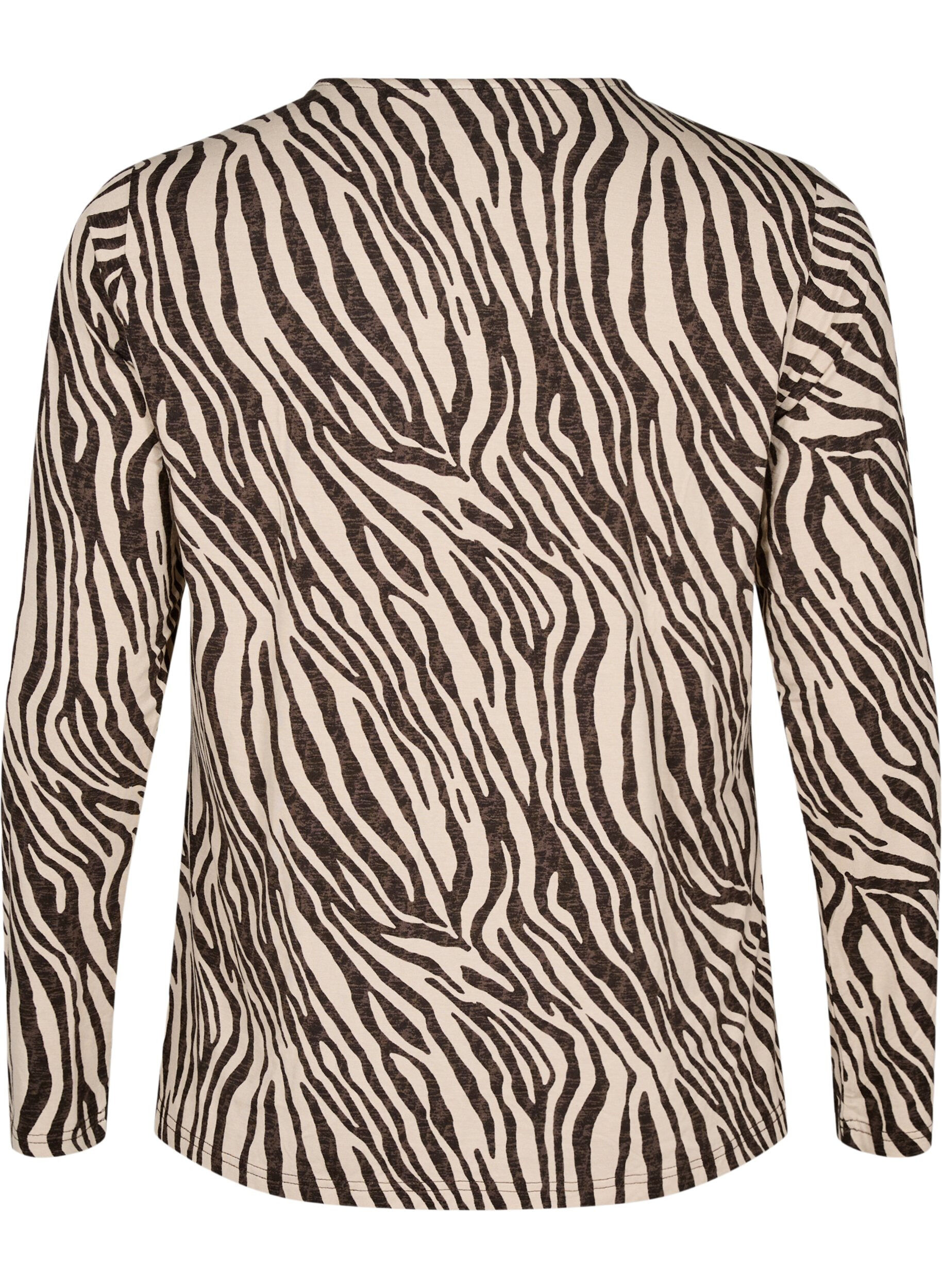 Zizzi Blouse met lange mouwen en zebraprint, Bruin, Packshot image number 1