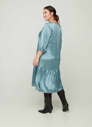Glanzende jurk met v-hals, North Atlantic Shine, Model image number 0