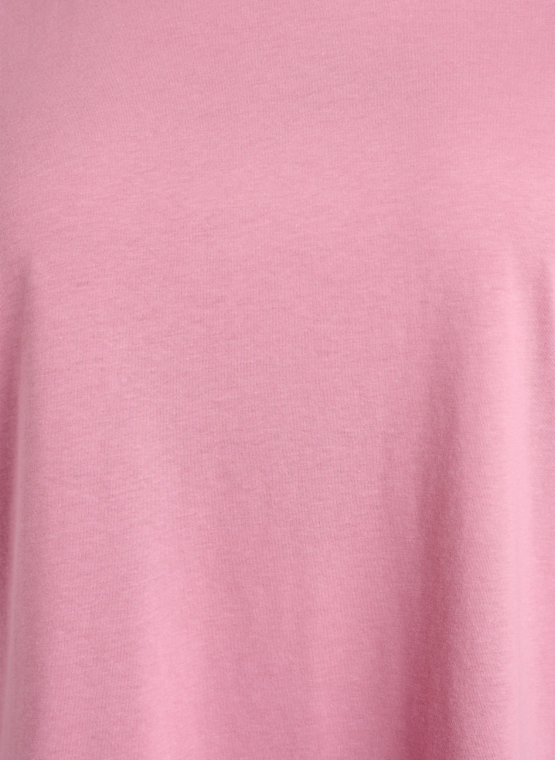 Zizzi T-shirt met korte mouwen van katoenmix, Roze, Packshot image number 2