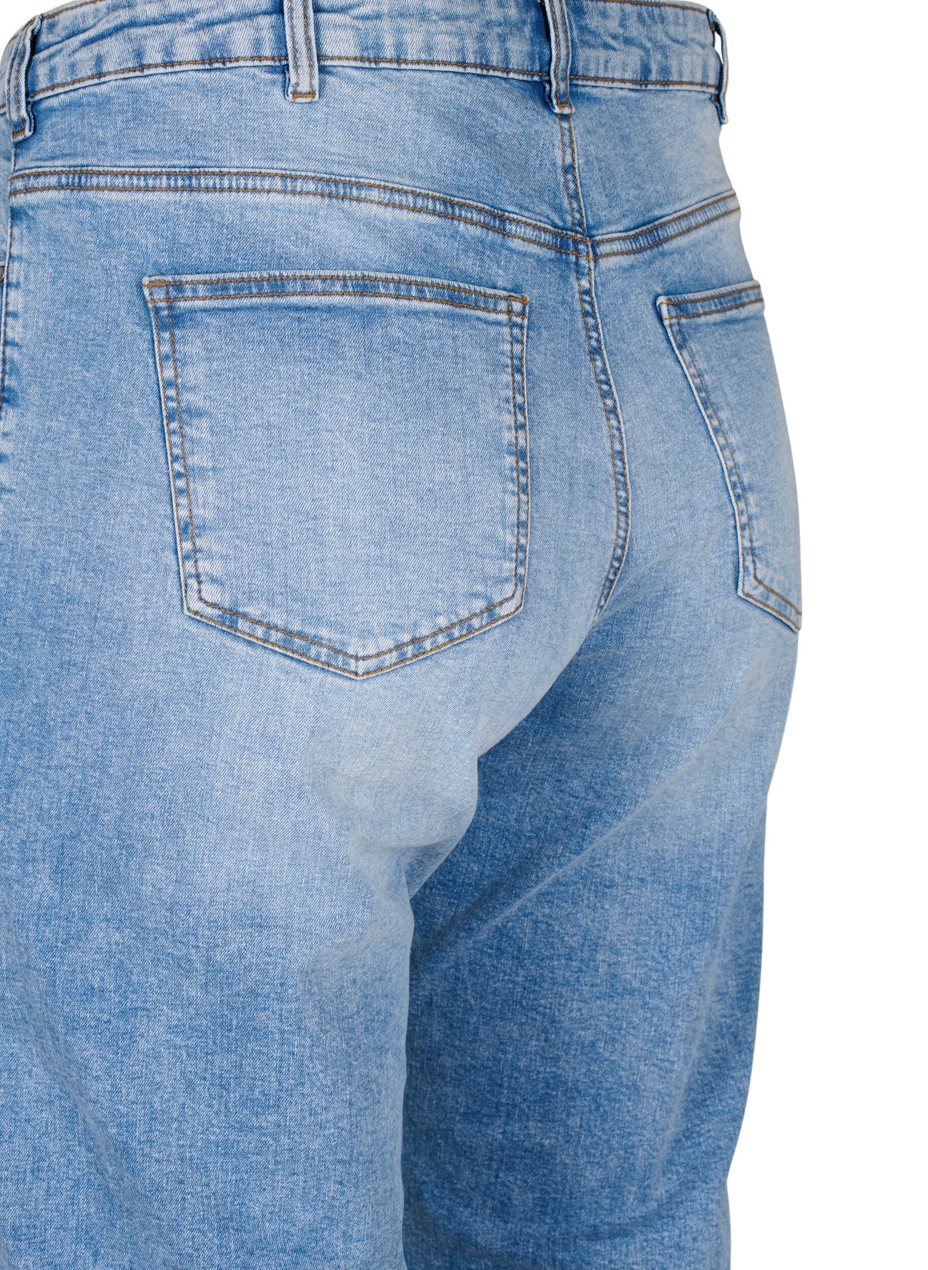 Zizzi Cropped Vera jeans met destroy details	, Blue Denim, Packshot image number 3
