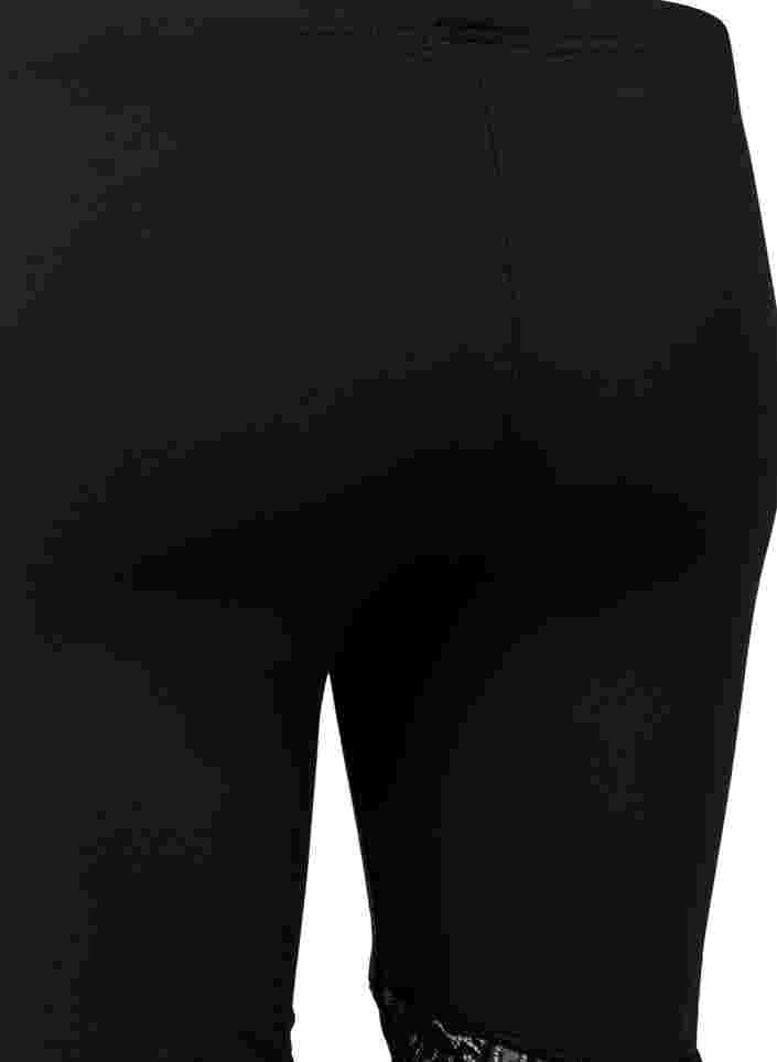 2-pack biker shorts met kanten randje, Black / Black, Packshot image number 2