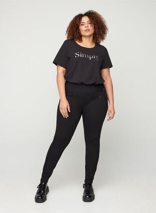 Katoenen t-shirt met korte mouwen en print, Black SIMPLY, Model image number 2