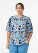 Blouse met patroon en 1/2 mouwen, Blauw, Model image number 0