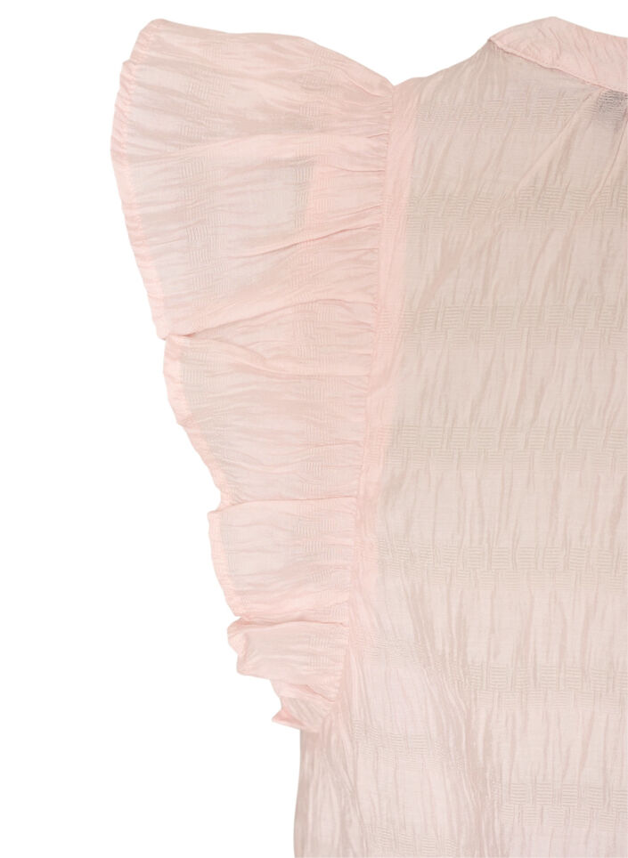 Blouse met textuur en ruches zonder mouwen, Roze, Packshot image number 3