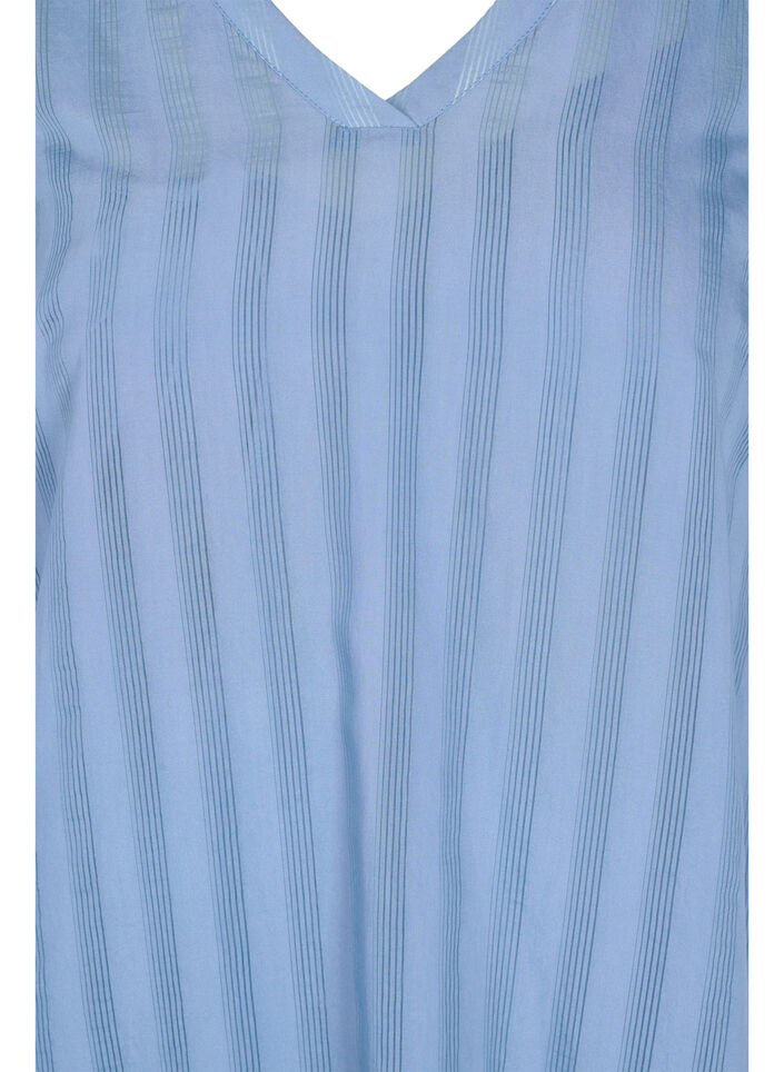 Viscose jurk met 3/4 mouwen en v-hals, Coronet Blue, Packshot image number 2