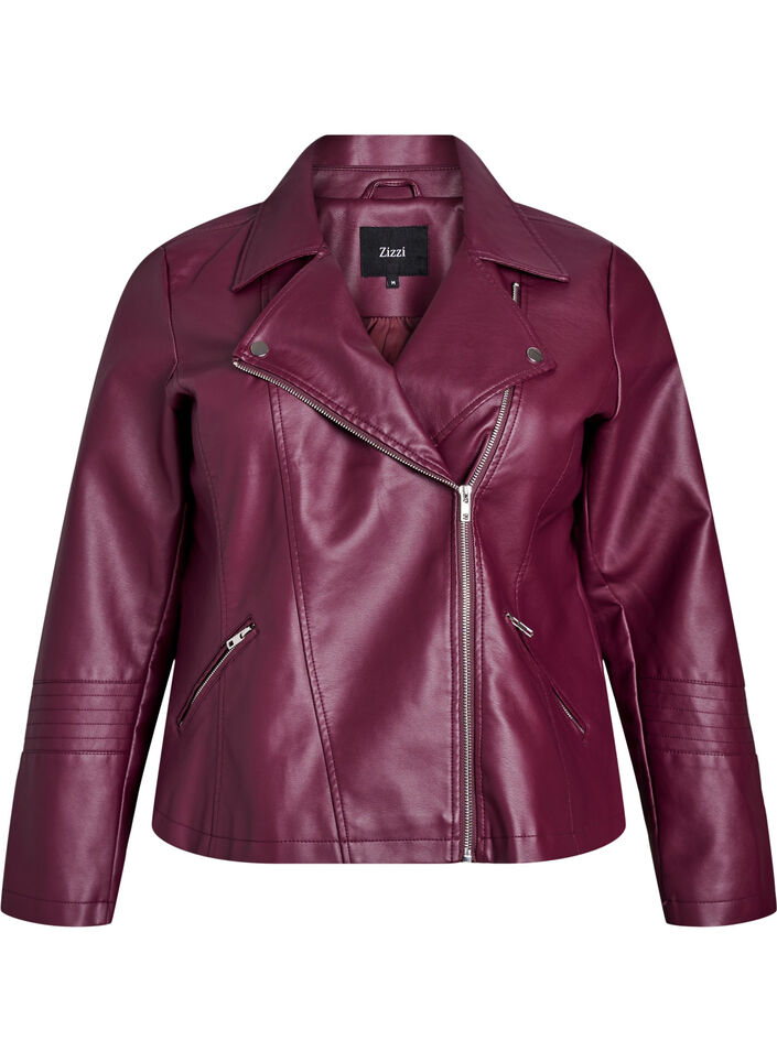 Imitatieleer bikerjack, Rood, Packshot image number 0
