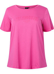 Katoenen t-shirt met tekstopdruk, Shocking Pink W. LOS