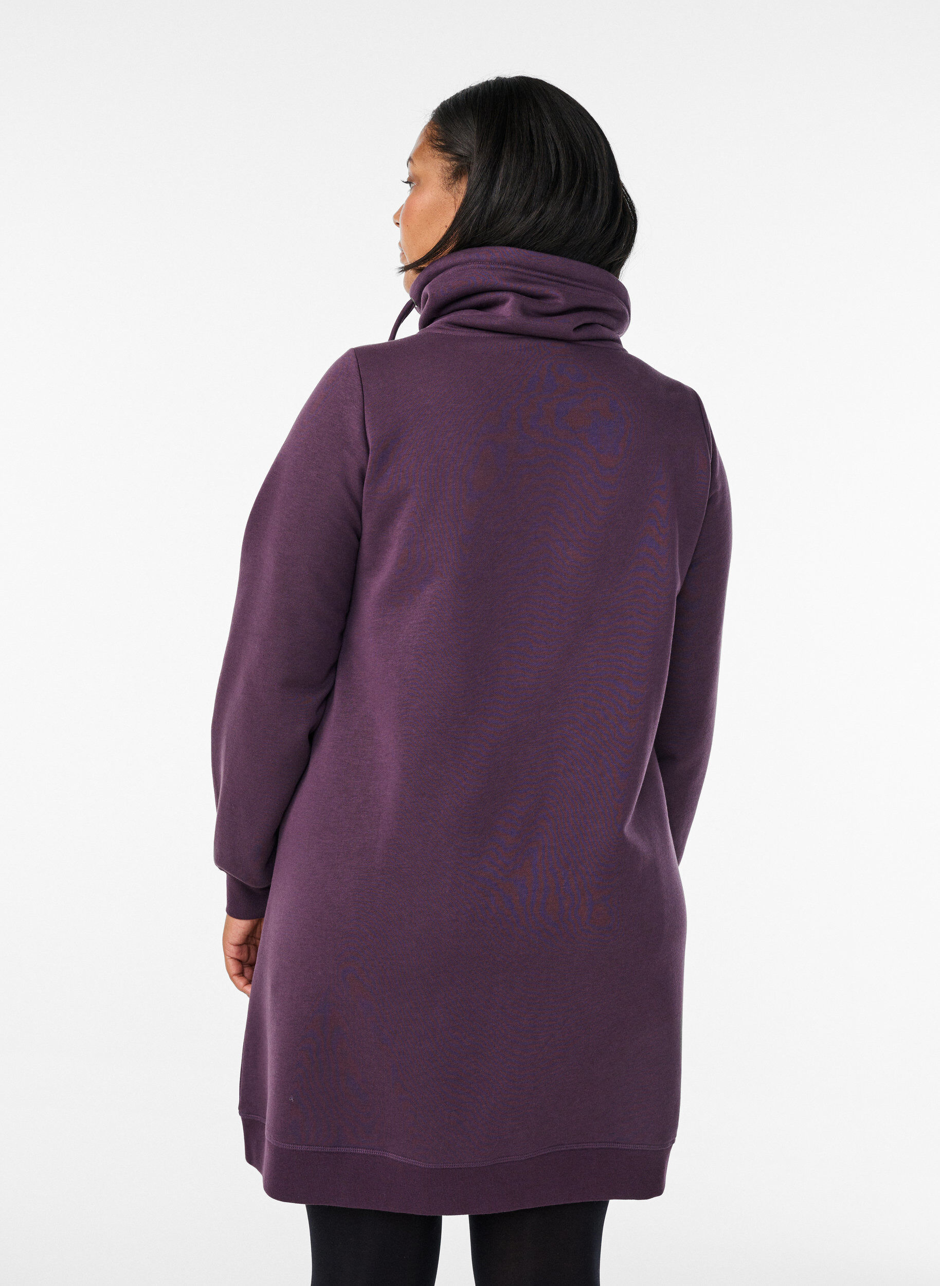 ZizziKort sweatshirt jurk met hoge kraag en zakken, Paars, Model image number 2
