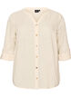 Katoenen blouse met een V-hals, Vanille, Packshot image number 0