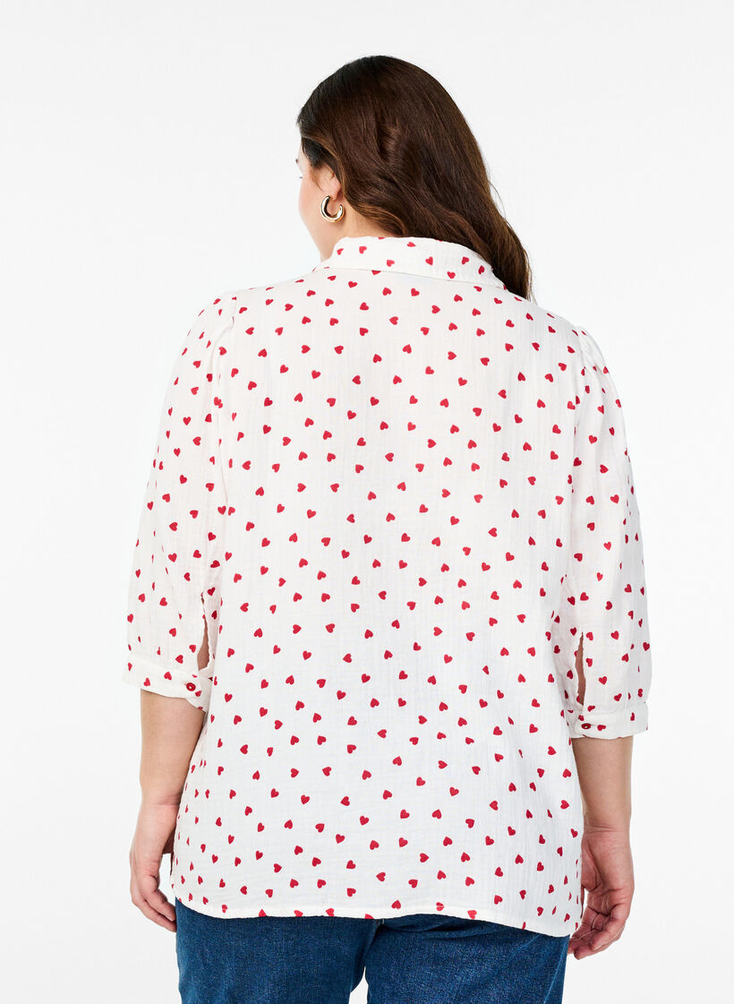 Shirtblouse met 3/4 mouwen, Wit, Model image number 2