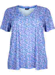 FLASH - Bedrukt t-shirt met v-hals, Blue Rose Ditsy