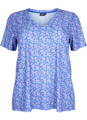 FLASH - Bedrukt t-shirt met v-hals, Blue Rose Ditsy, Packshot image number 0