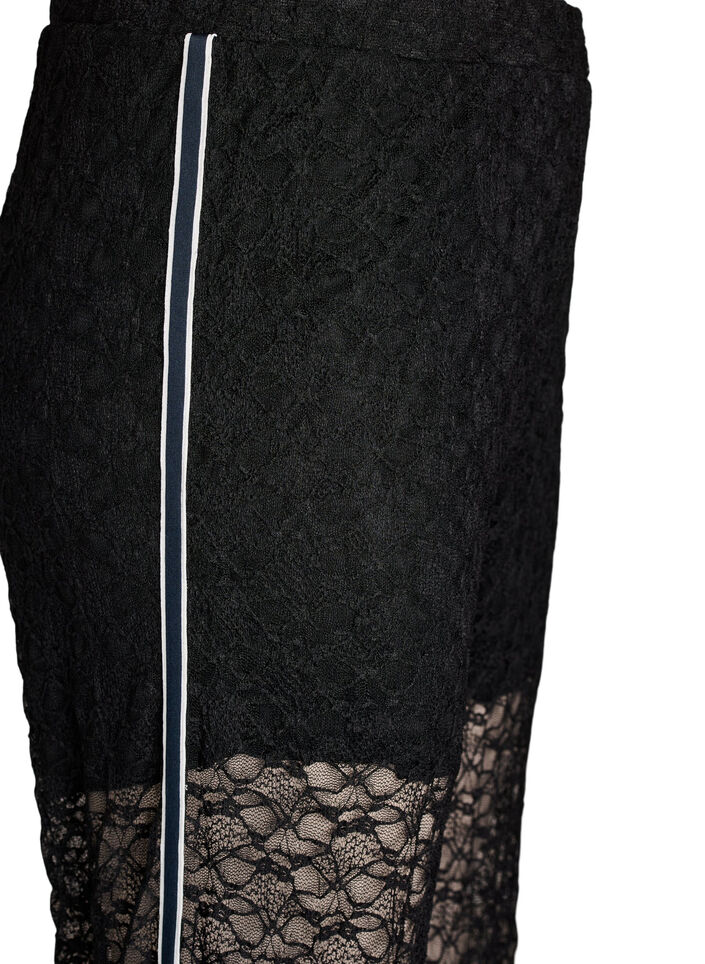 Transparante wijde kanten broek, Zwart, Packshot image number 3