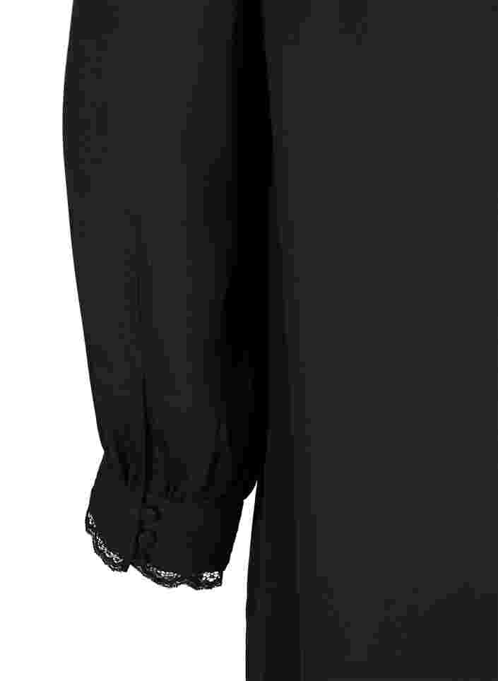 Tunica met ruchekraag en lange mouwen, Black, Packshot image number 3